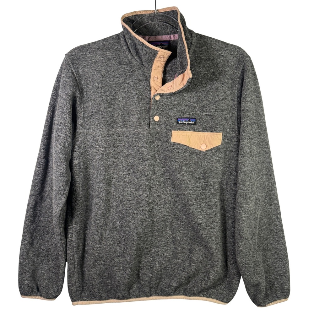 Patagonia‎ Synchilla Fleece Snap-T Pullover Gray Peach XS Lightweight Gorpcore